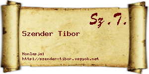 Szender Tibor névjegykártya